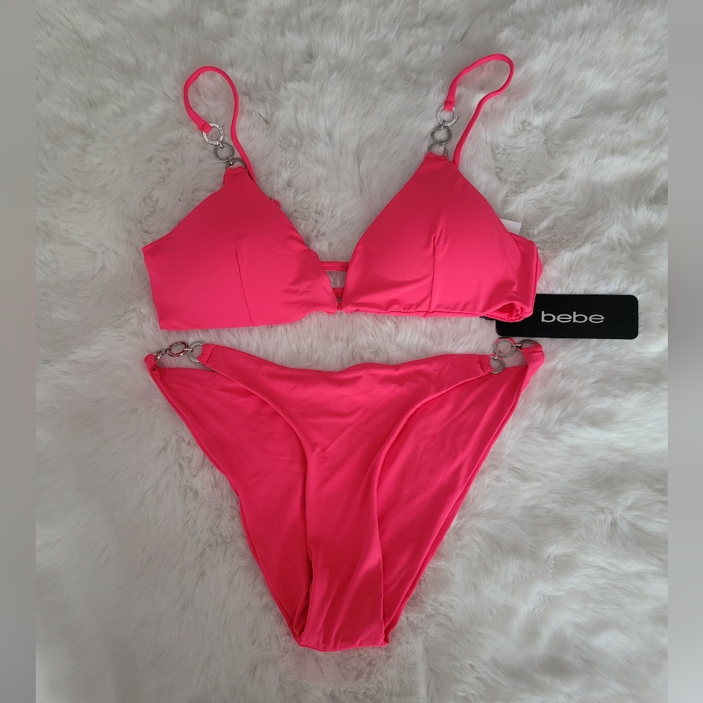 🏖BEBE BRAND NEW BIKINI TOP AND BOTTOM SIZE M - Picture 1 of 7